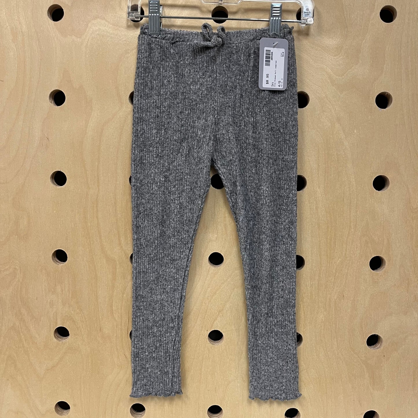 Grey Ribbed Soft Leggings