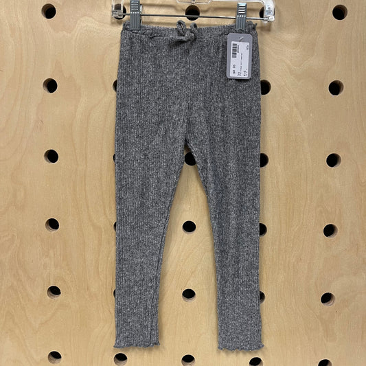Grey Ribbed Soft Leggings
