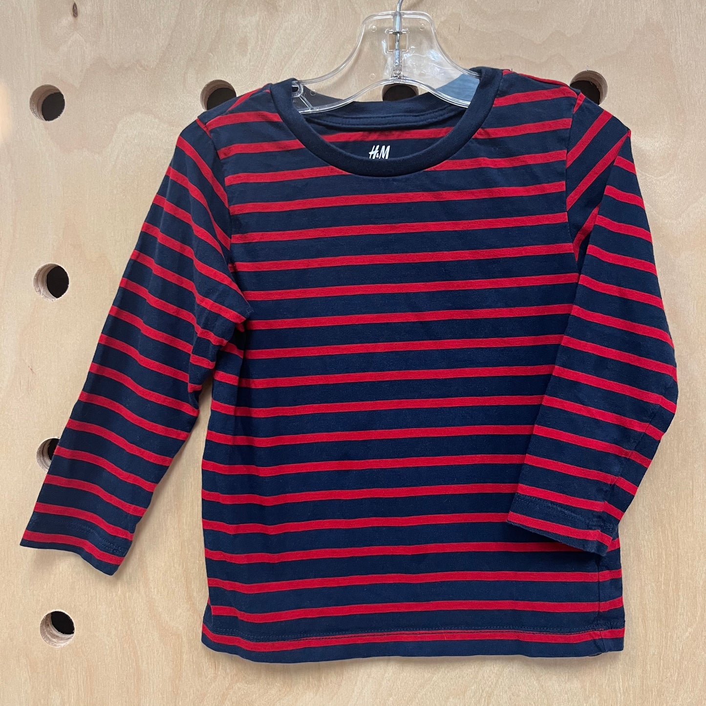 Red + Navy Striped LS Tee
