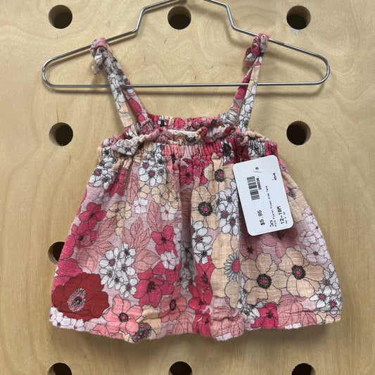 Pink Floral Flowy Crop Tank