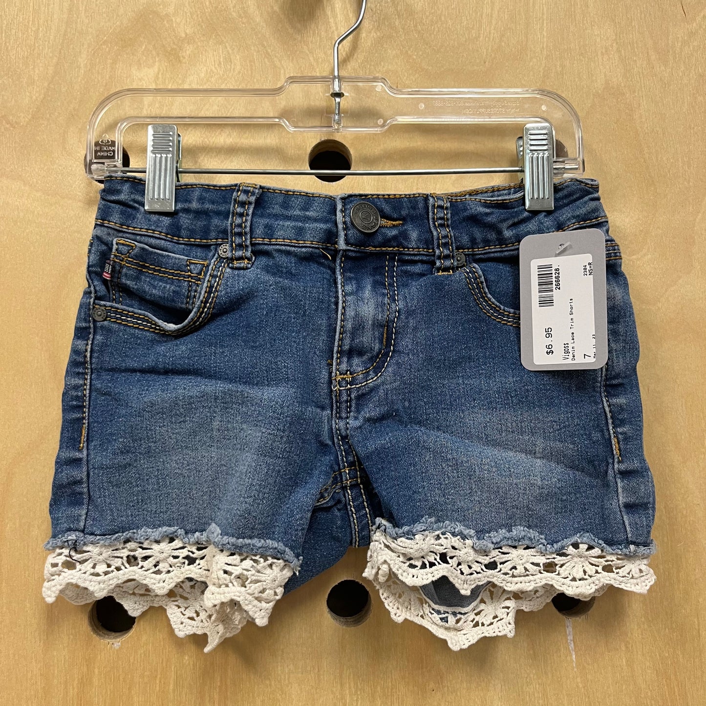 Denim Lace Trim Shorts