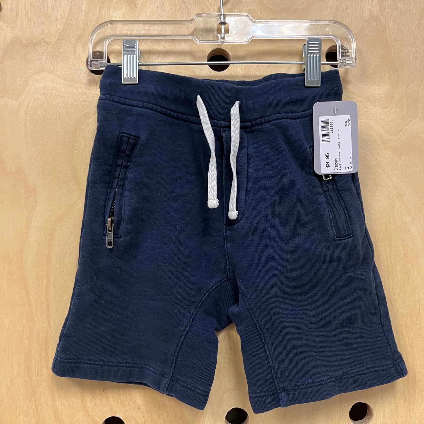 Blue Zippered Pocket Shorts