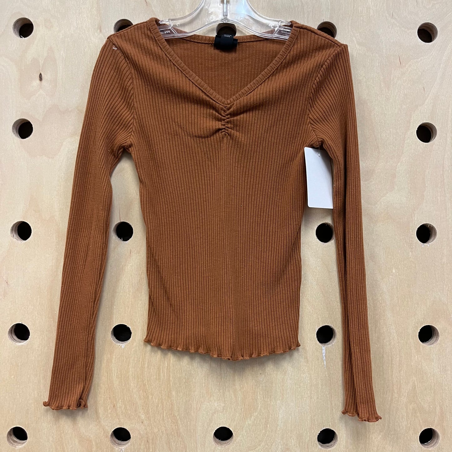 Brown Ribbed LS Top