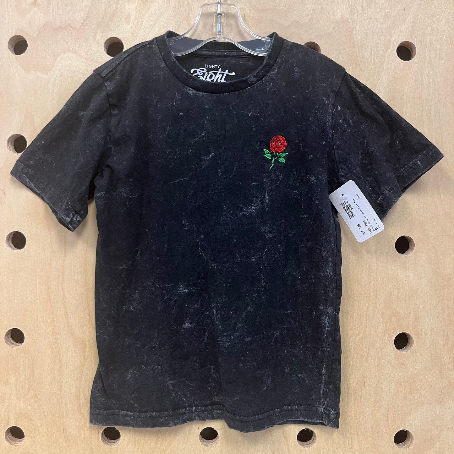 Black Mineral Wash Rose Tee