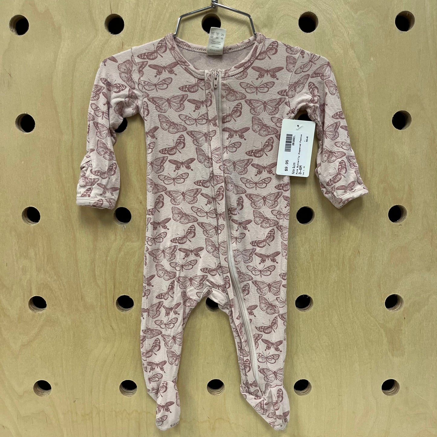 Pink Butterfly Zippered Footies