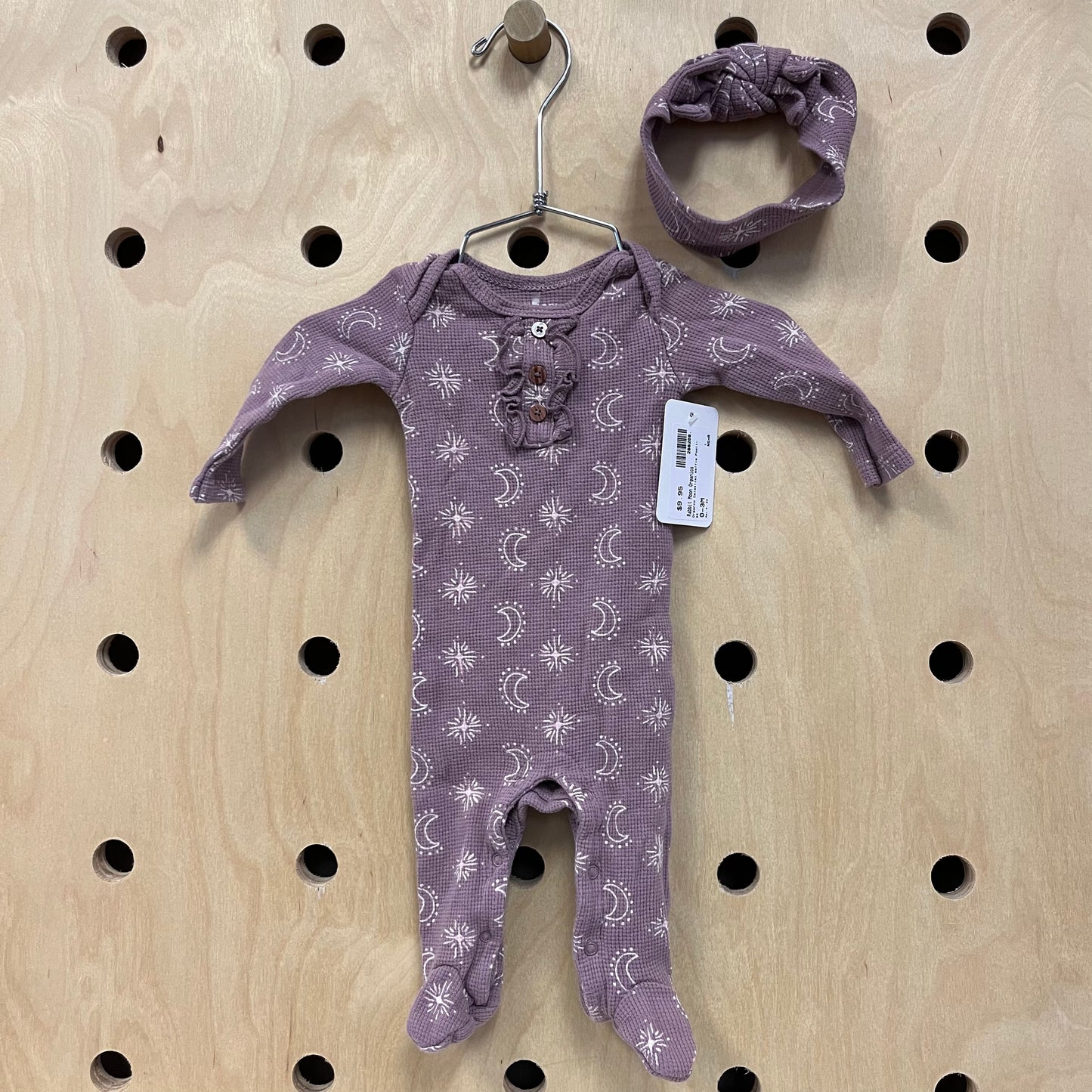Organic Celestial Waffle Footies+Headband