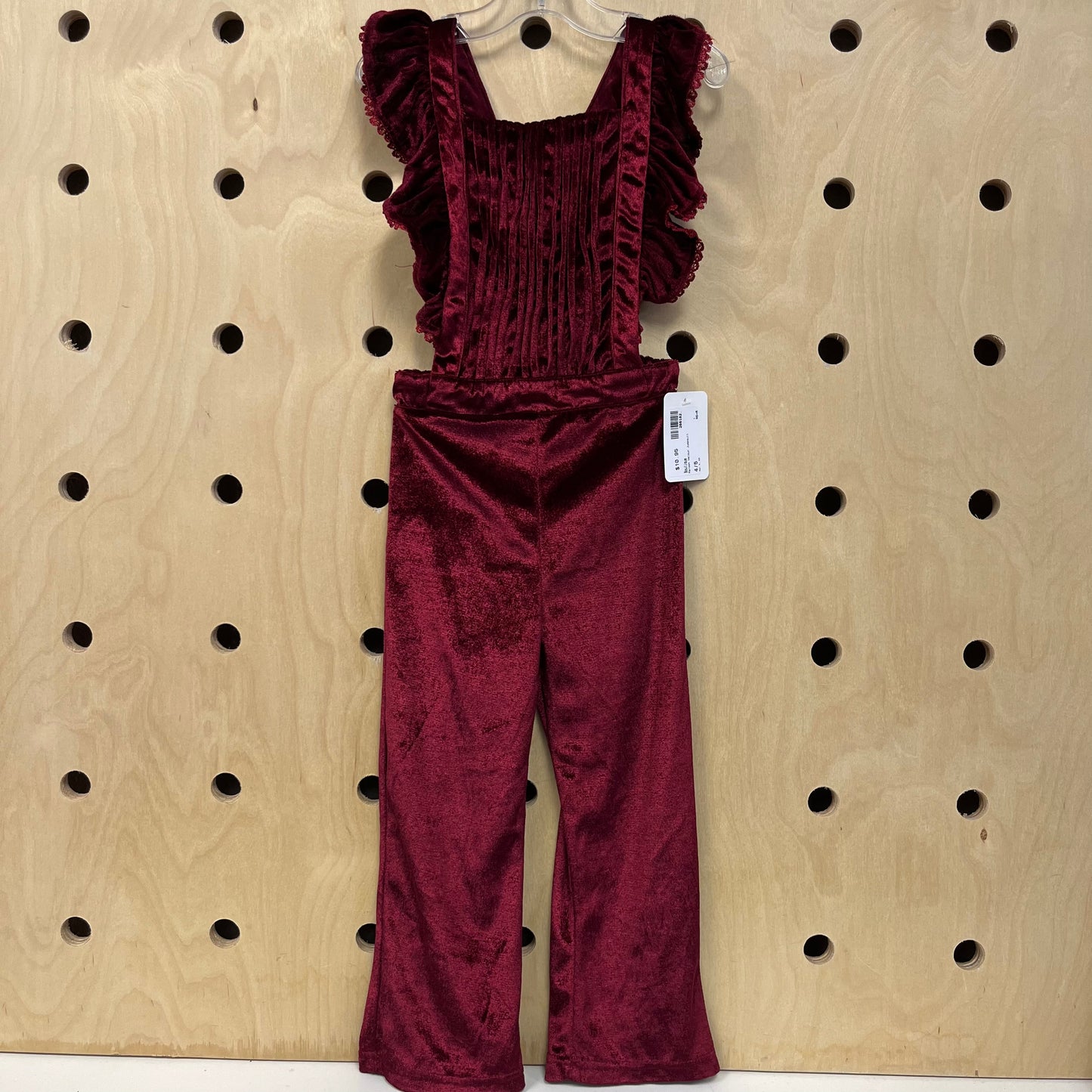 Maroon Velour Jumpsuit