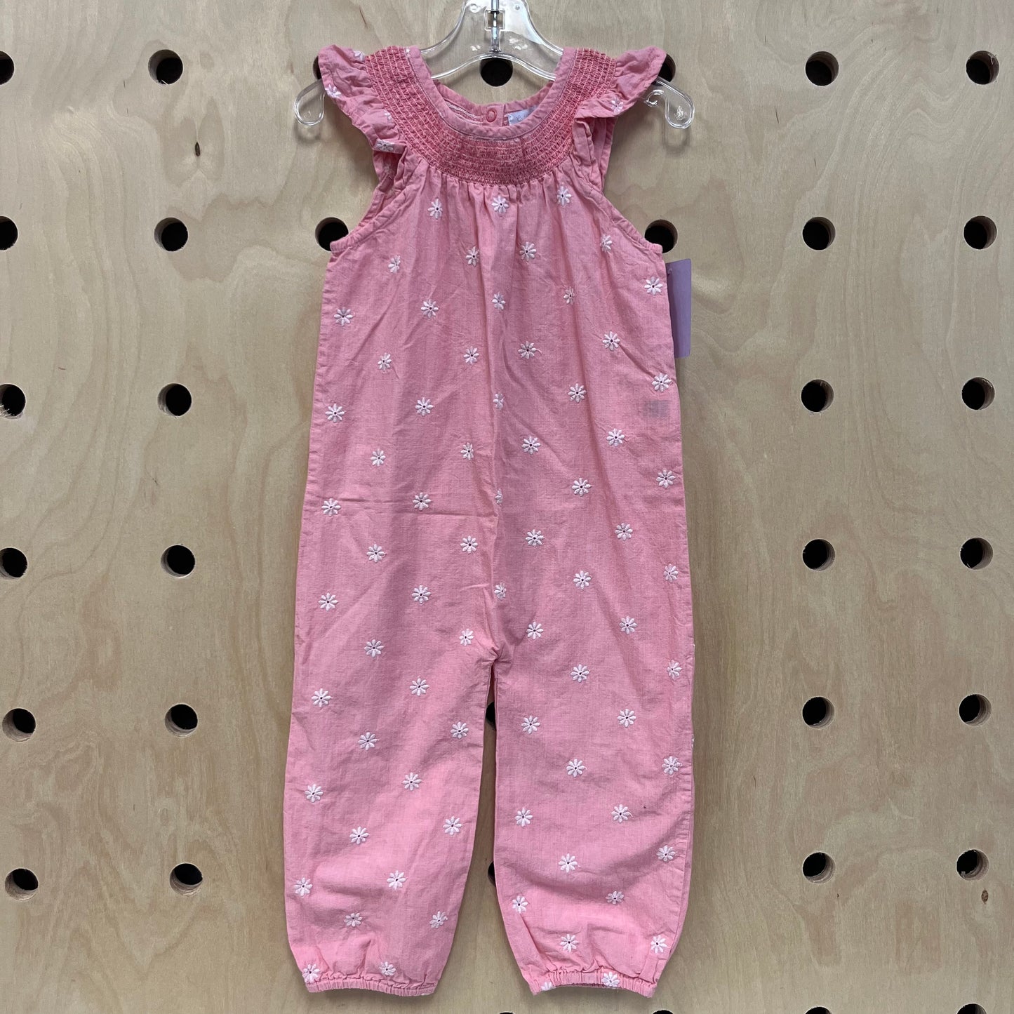 Pink Smocked Daisy Romper