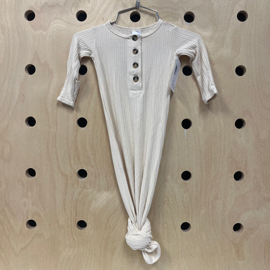 Cream Ribbed Knotted Gown