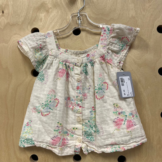 Cream Butterfly Button Top