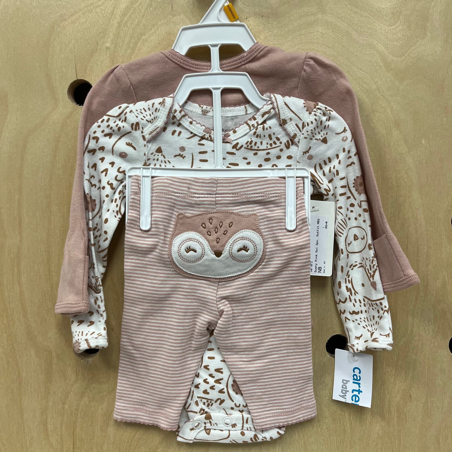 Dusty Pink Owl 3pc. Outfit NEW