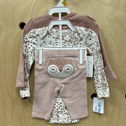Dusty Pink Owl 3pc. Outfit NEW