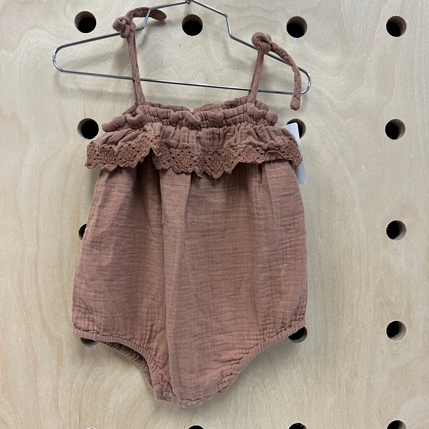 Brown Eyelet Bubble Romper