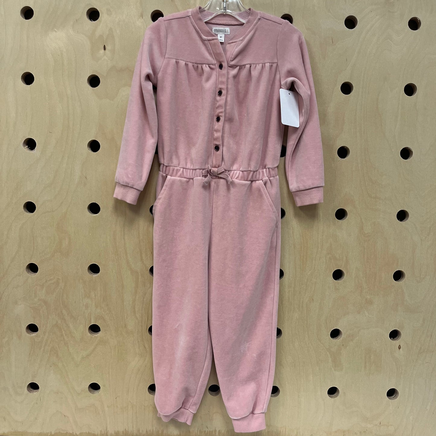 Pink Velour Jumpsuit