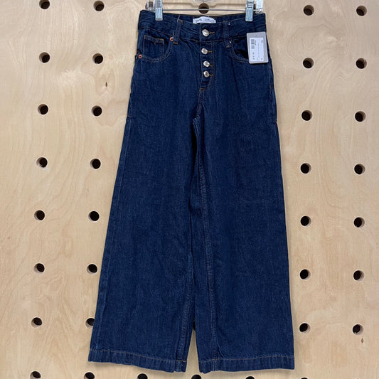 Dark Wash Wide Leg Snap Denim
