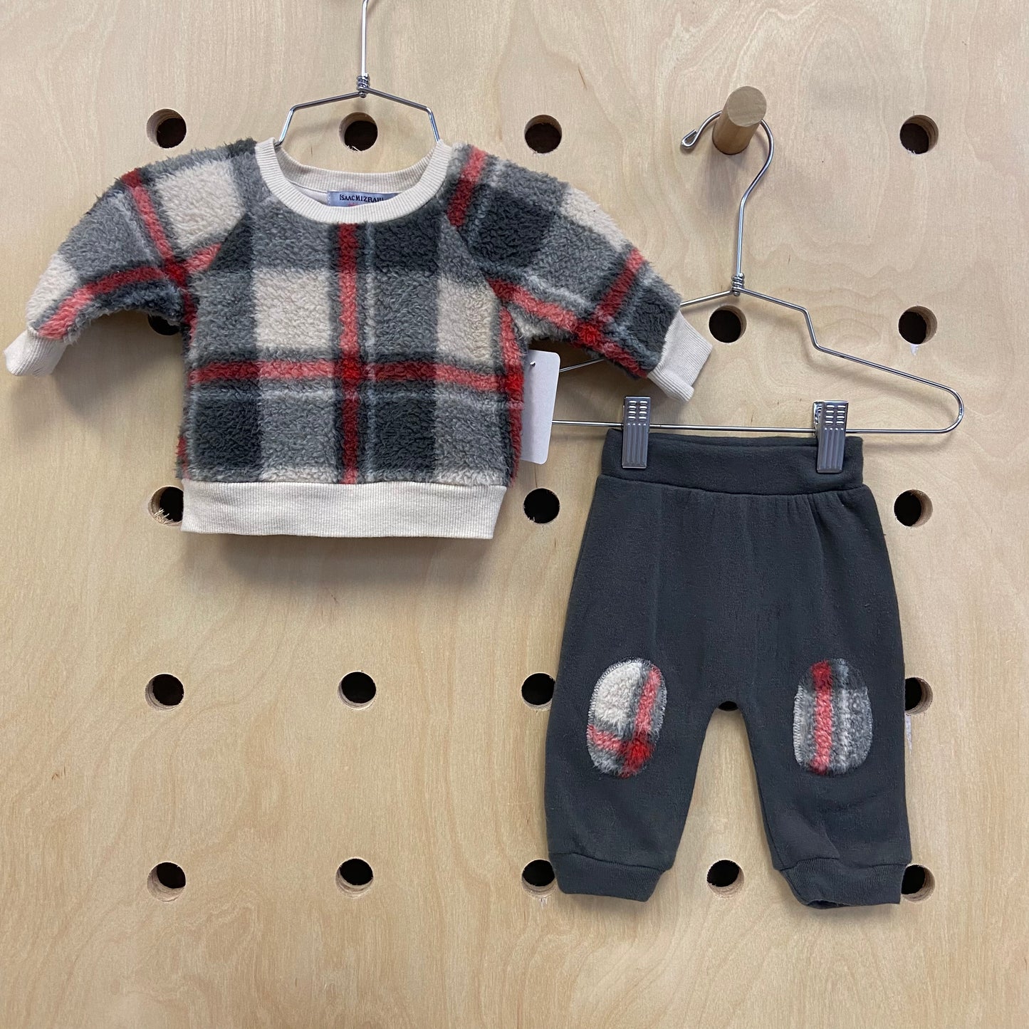 Grey Plaid Fuzzy Sweater + Jog