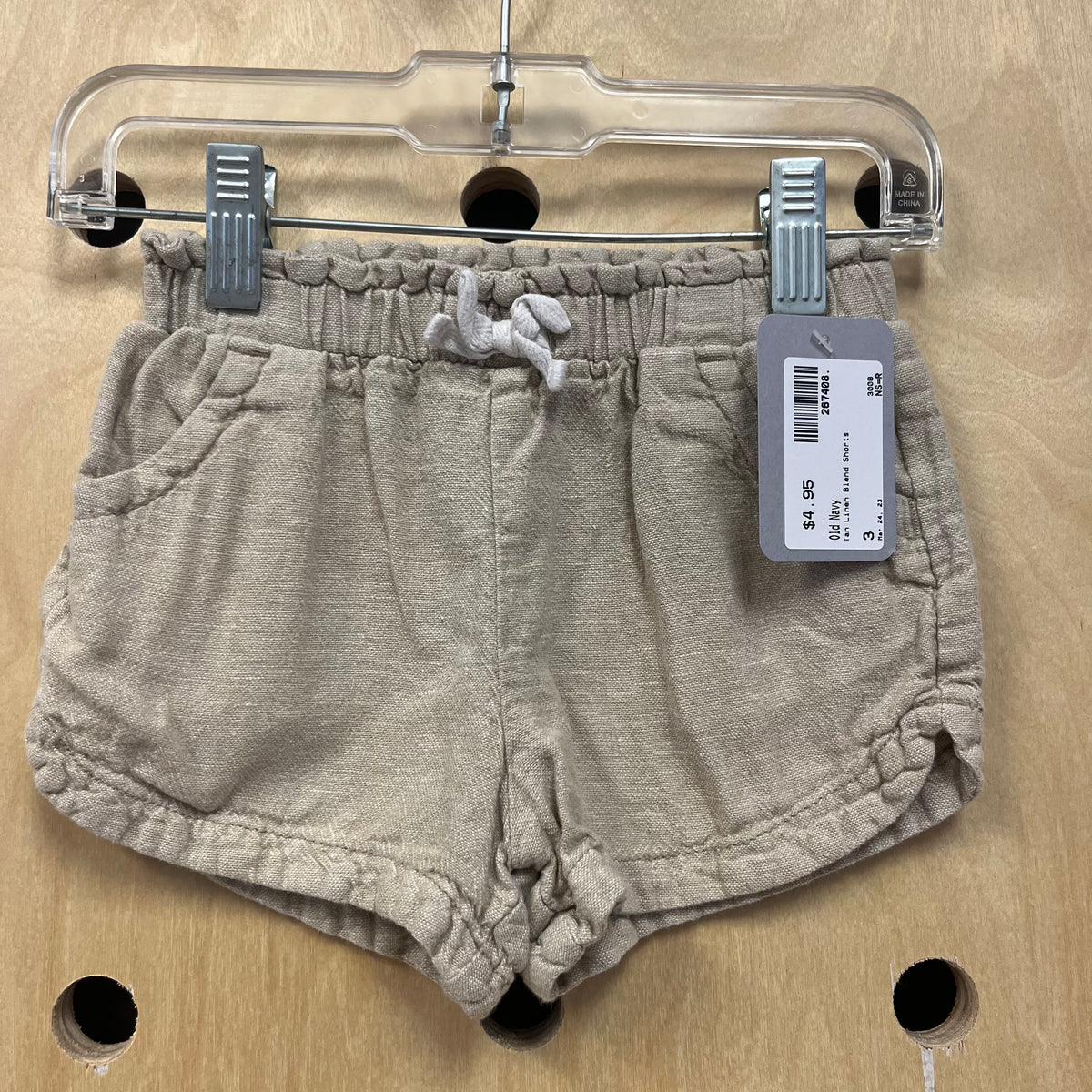 Tan Linen Blend Shorts
