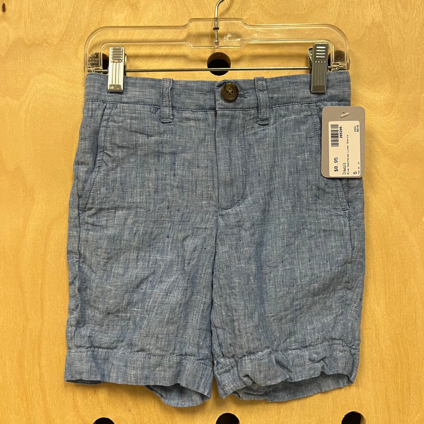 Blue Heathered Linen Shorts