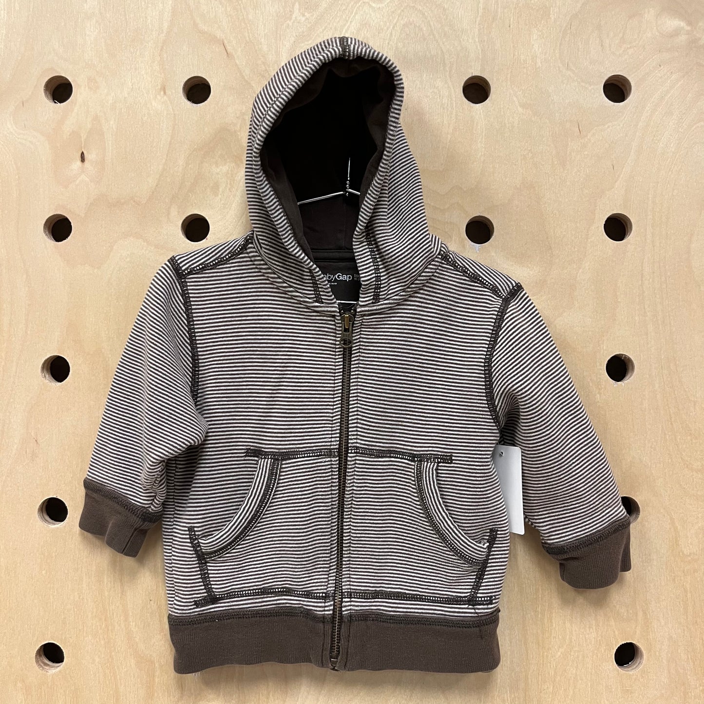 Brown Striped Zip Hoodie