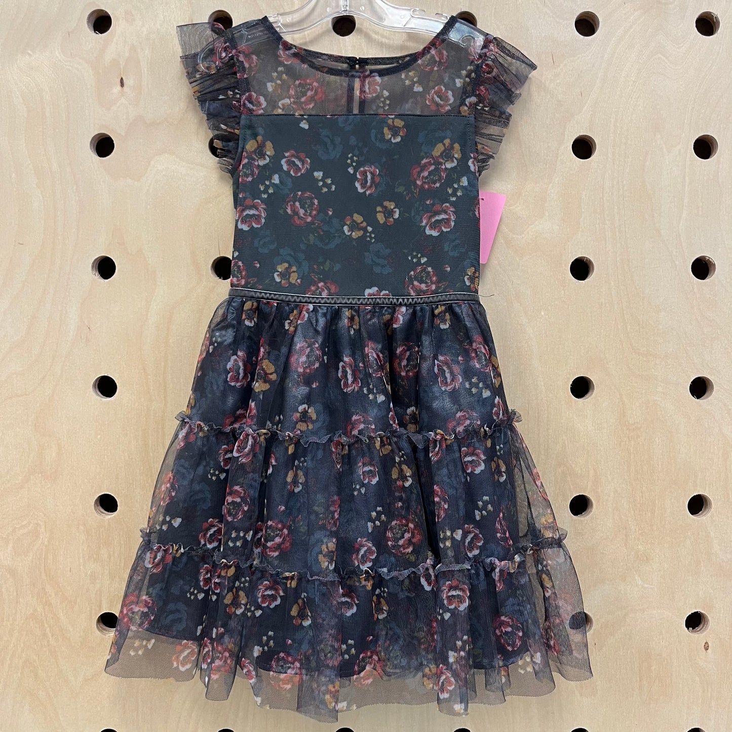 Grey Floral Tulle Dress