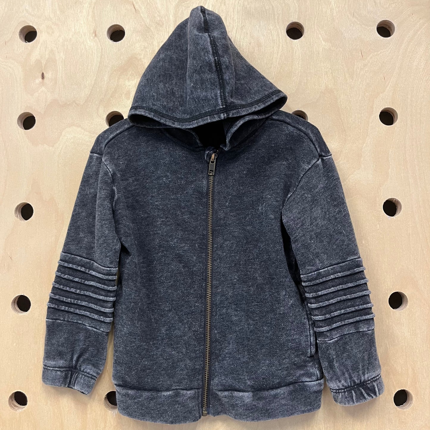 Acid Washed Grey Zip Hoodie