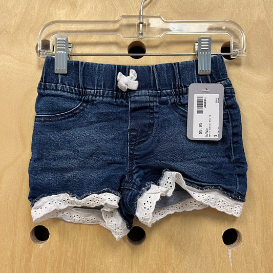 Denim Eyelet Trim Shorts