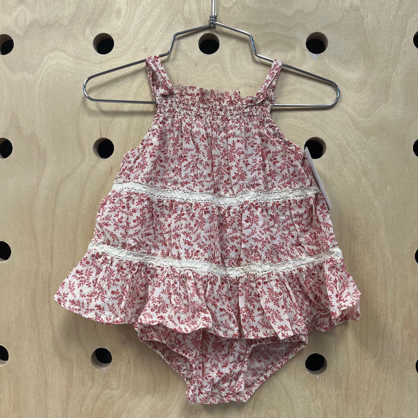 Cream & Red Floral Romper