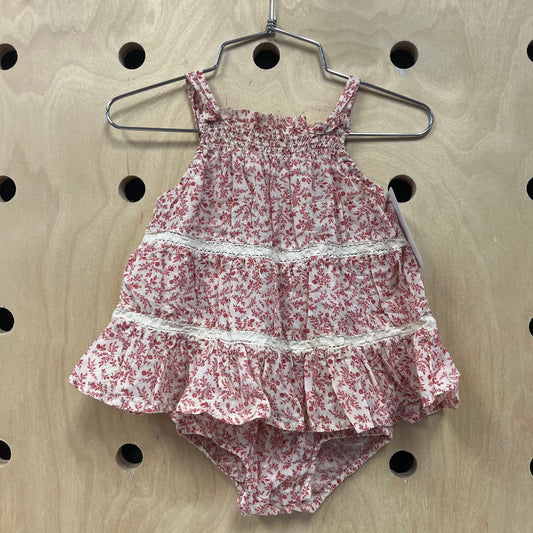 Cream & Red Floral Romper