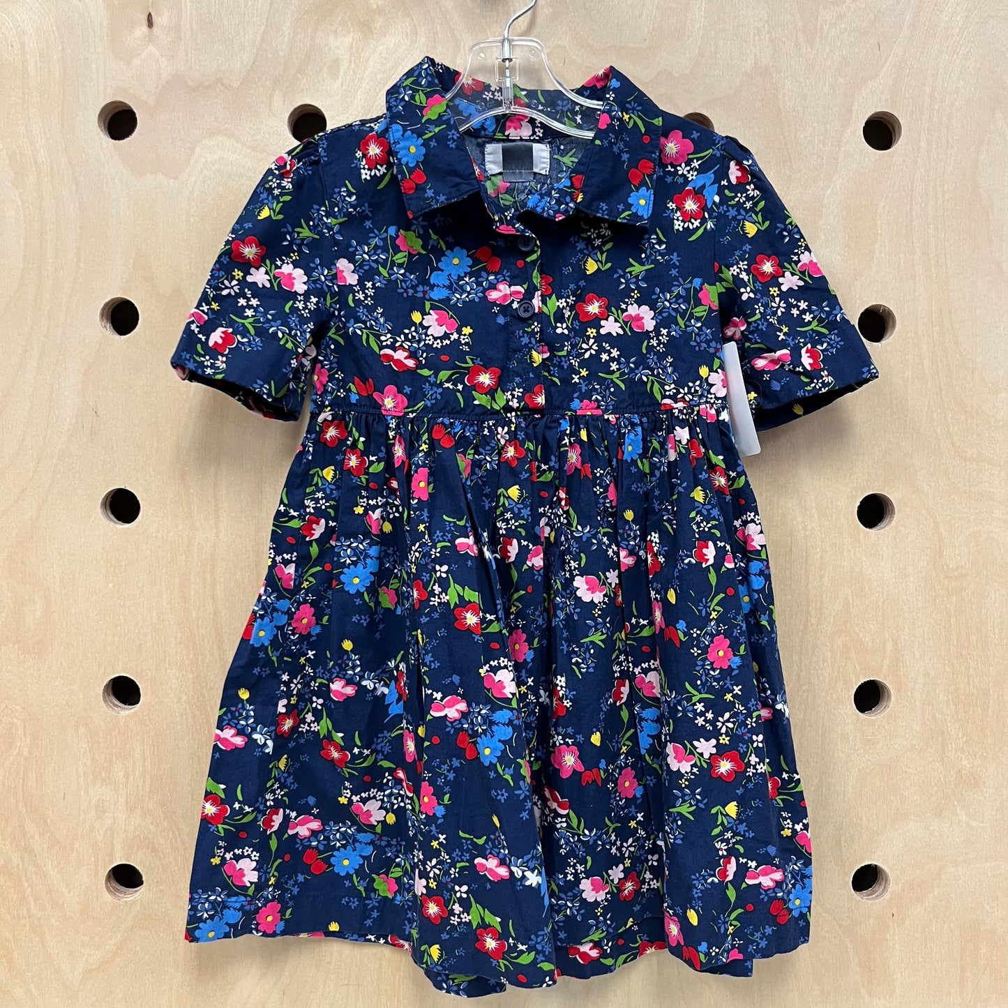Navy Floral Button Up Dress