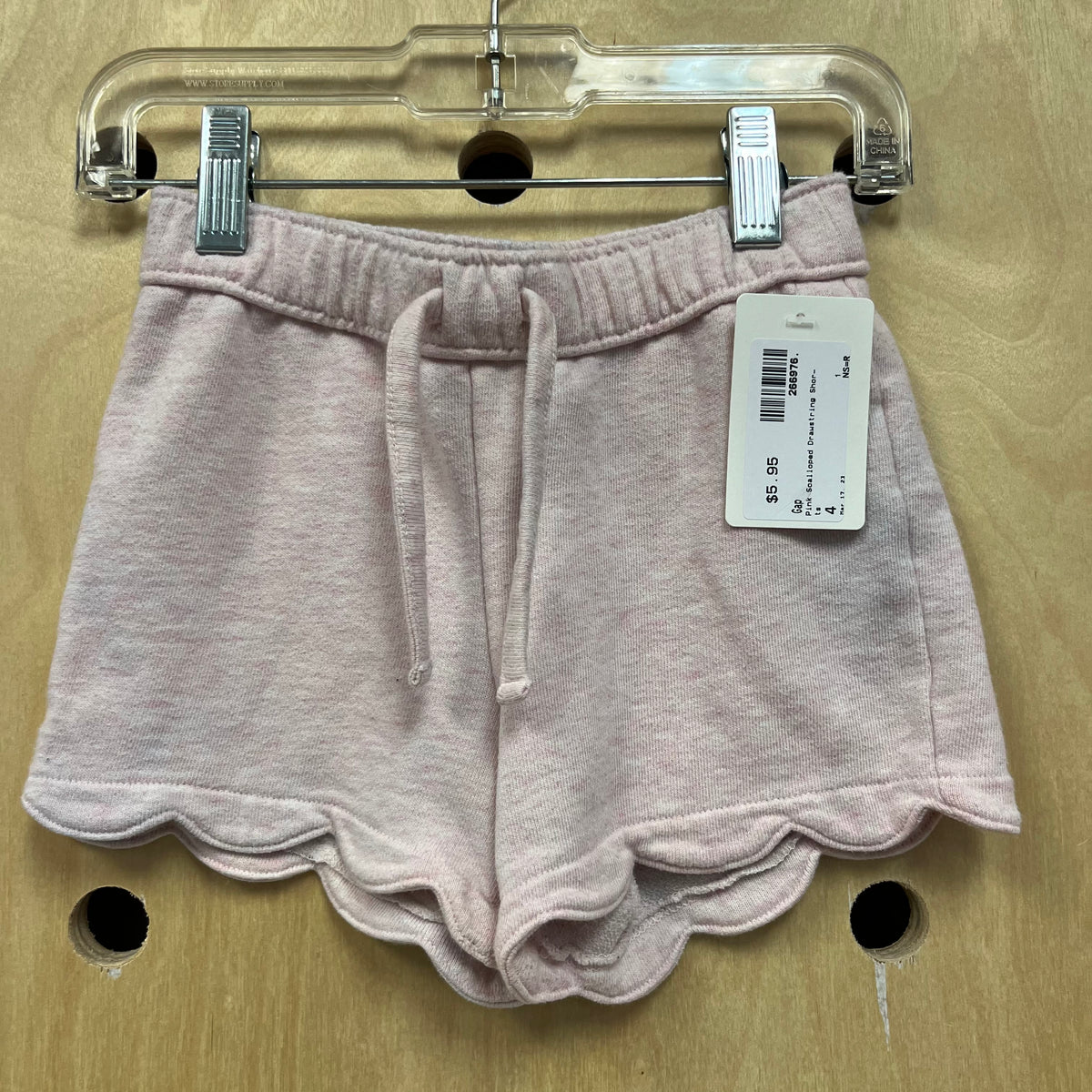Pink Scalloped Drawstring Shorts