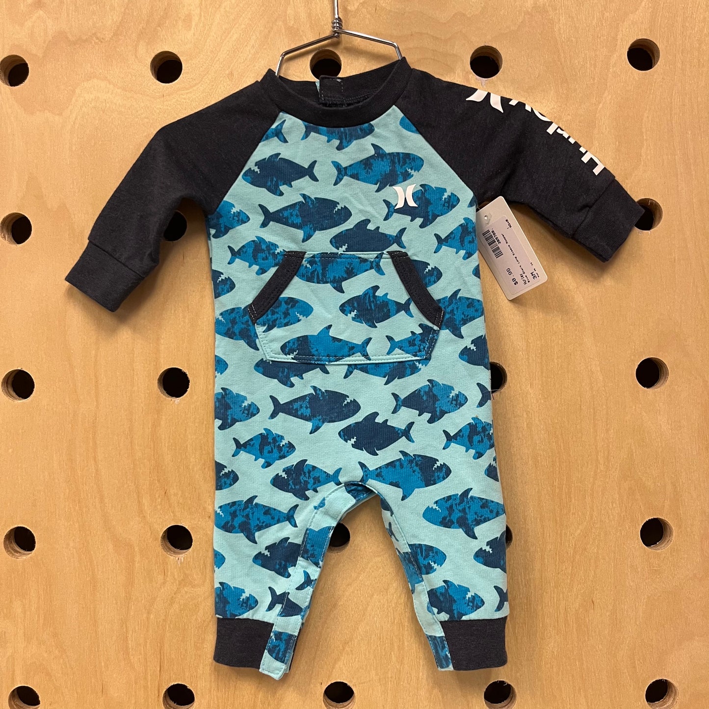 Blue Shark Long Sleeve Romper
