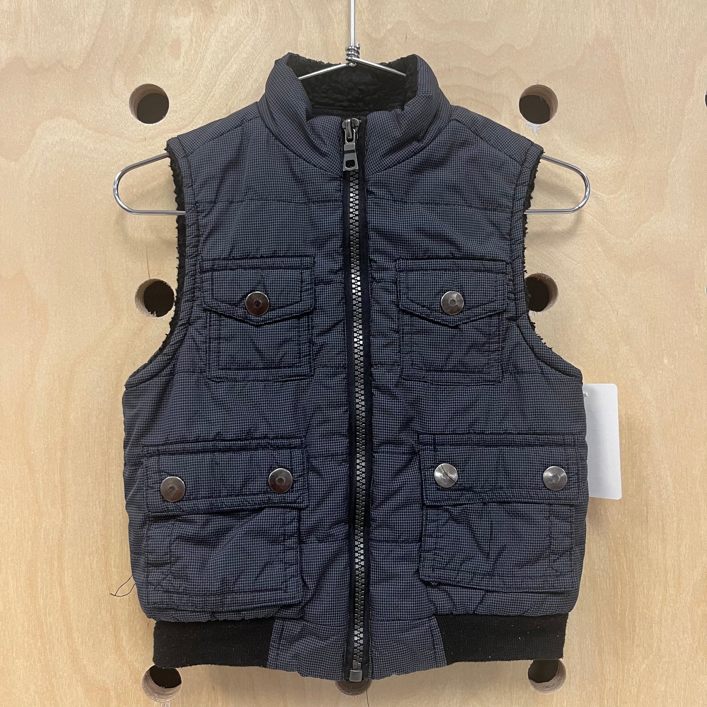 Navy Sherpa-Lined Zip Up Vest