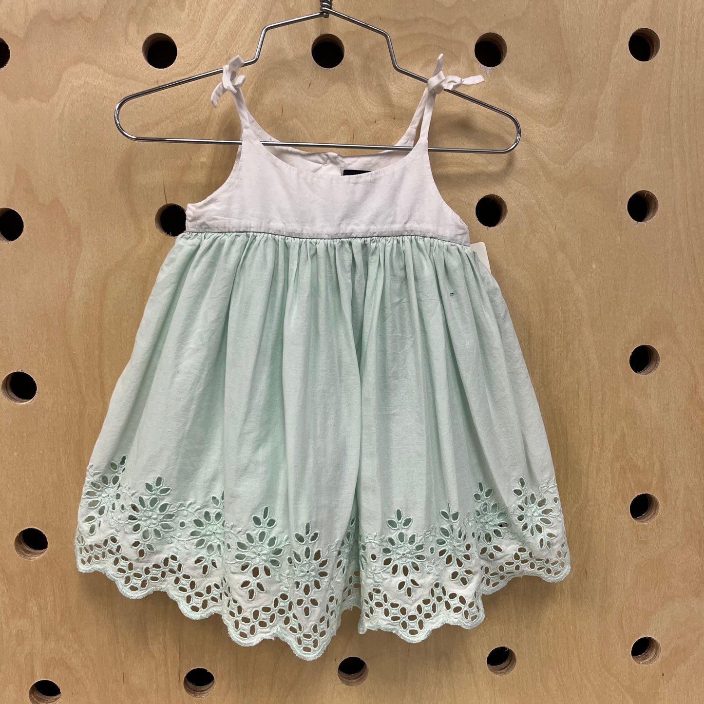 Mint + White Eyelet Dress