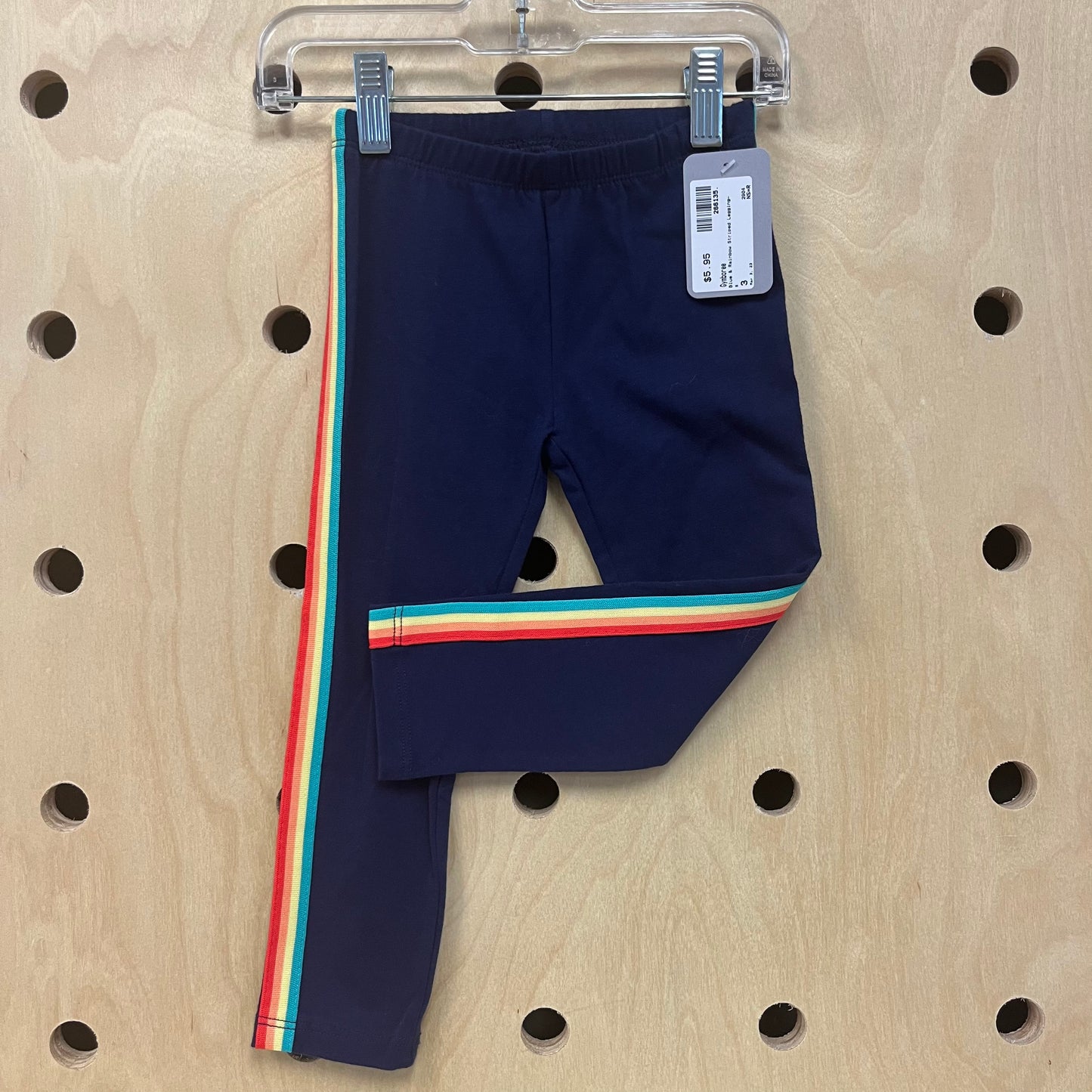 Blue Rainbow-Striped Leggings