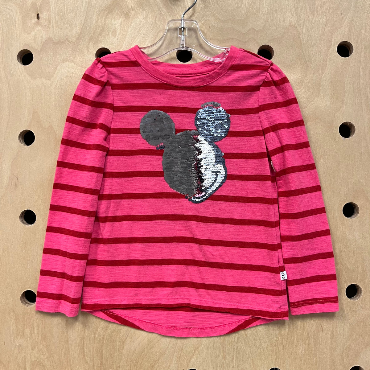 Pink Striped Flip Sequins Mickey Tee