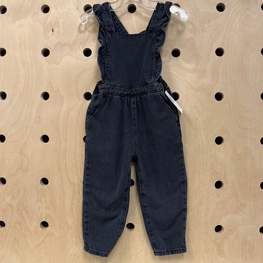 Black Denim Pinafore Overalls