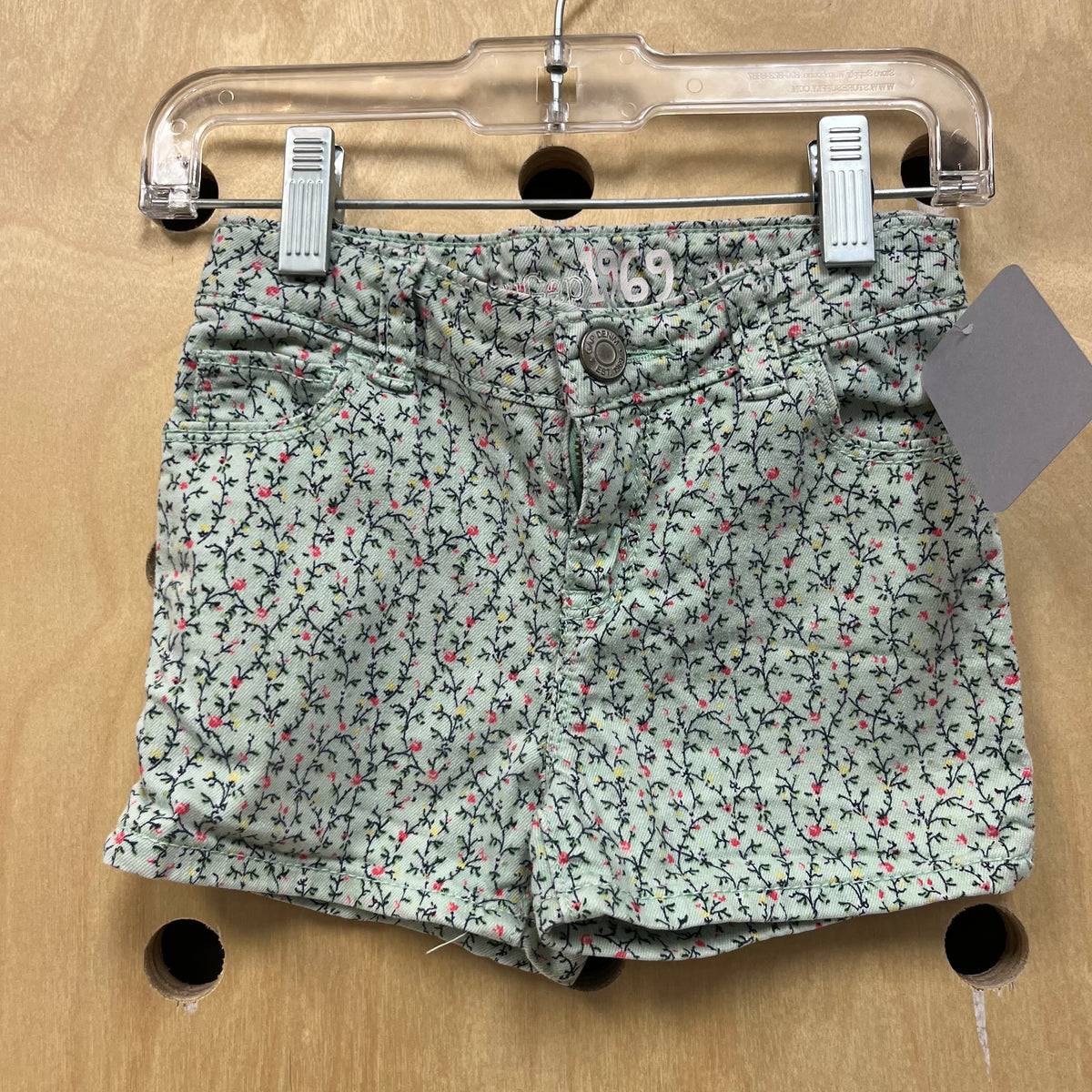 Green Floral Denim Shorts