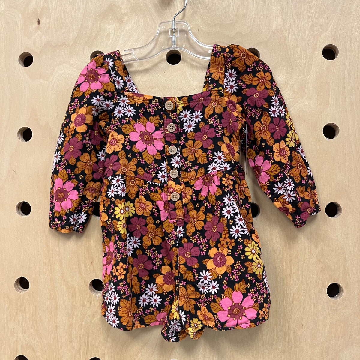 Black Groovy Floral Romper