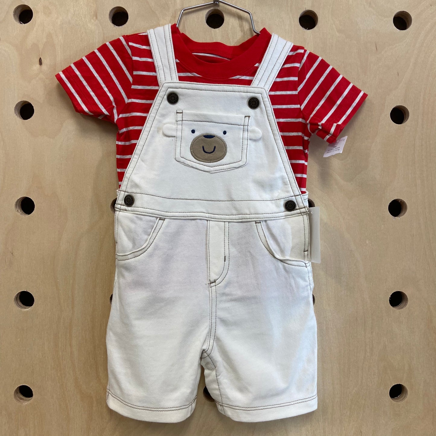 Red + White Overalls Outfit