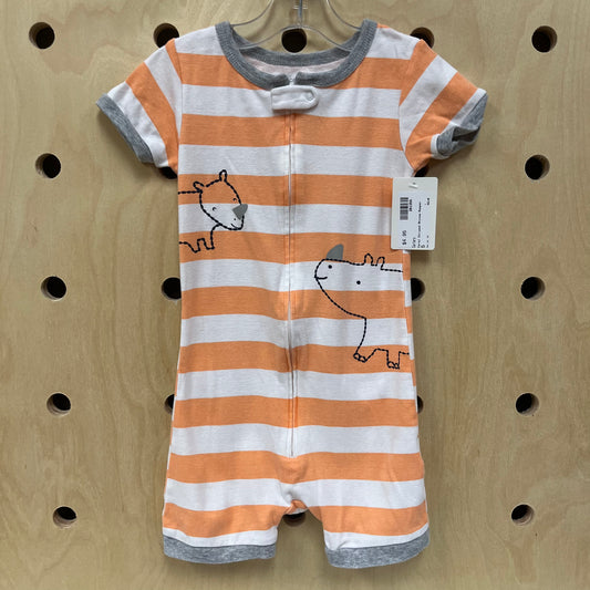 Coral Striped Rhinos Romper