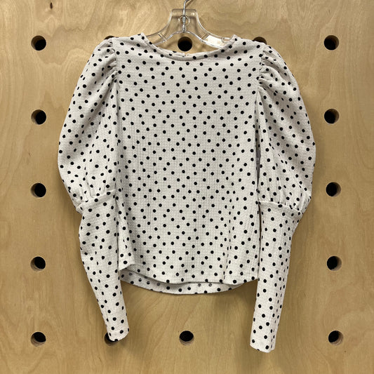 White & Black Polka Dot Top