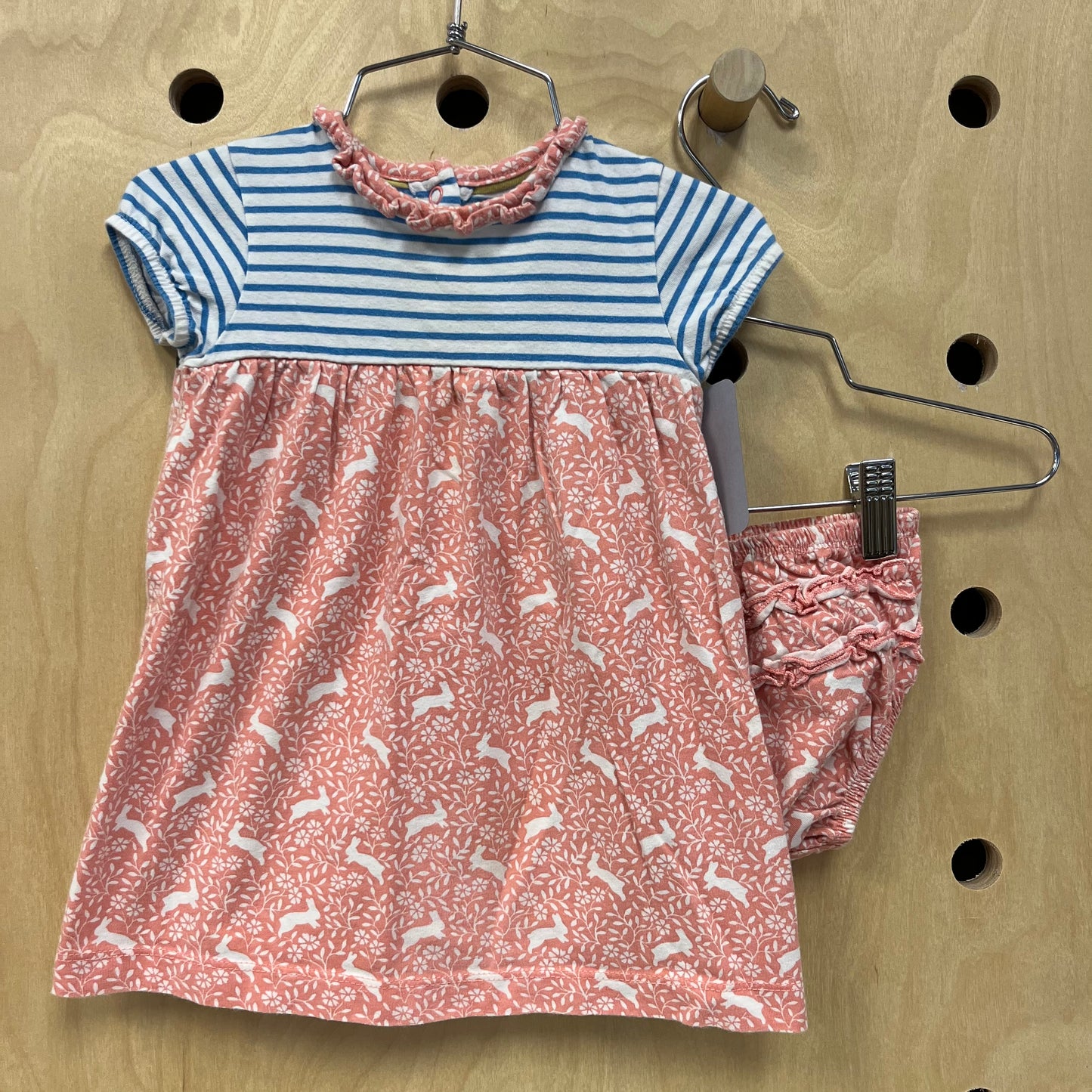 Peach & Blue Bunny Dress & Bloomers