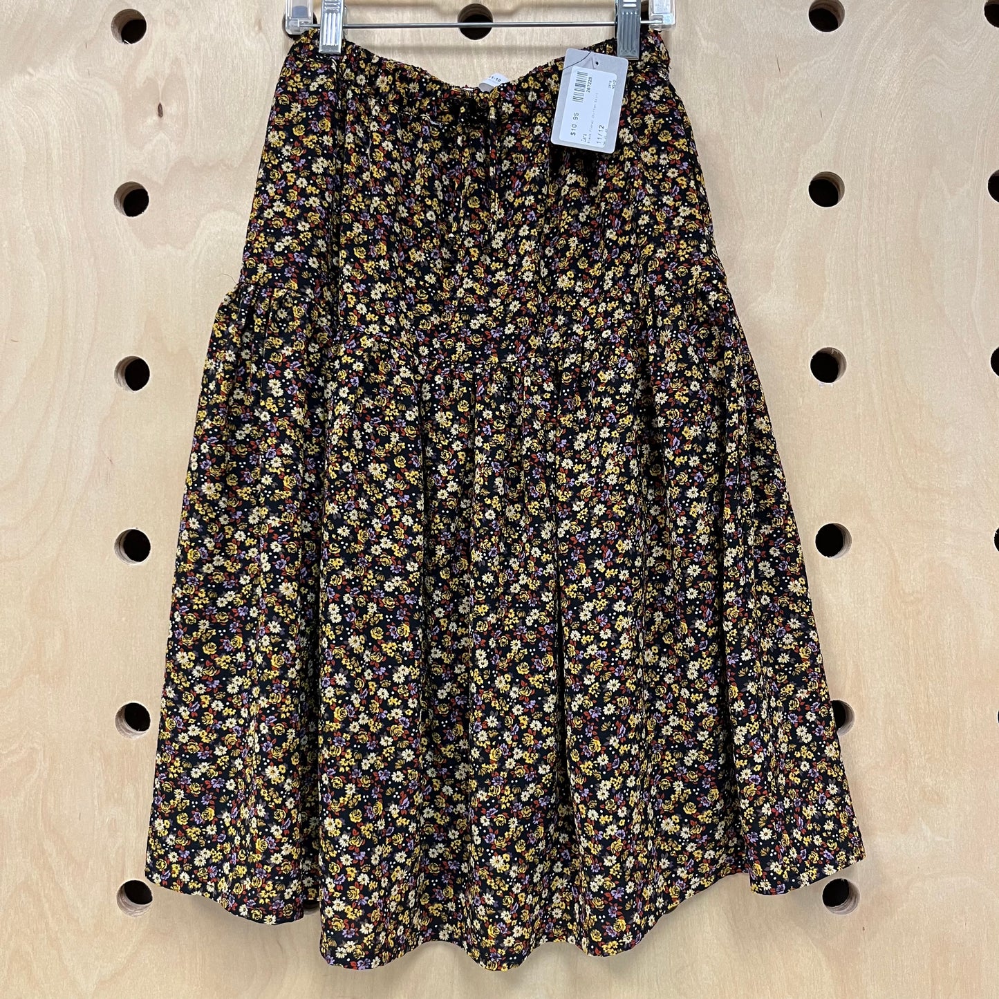 Black Floral Chiffon Skirt
