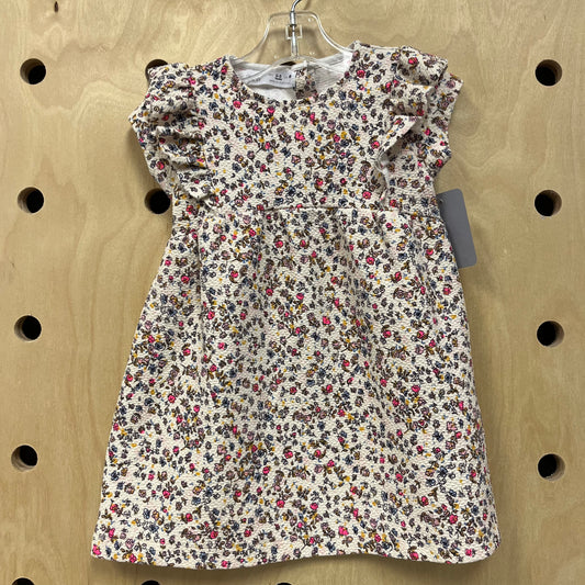 Cream Textured Floral Dress