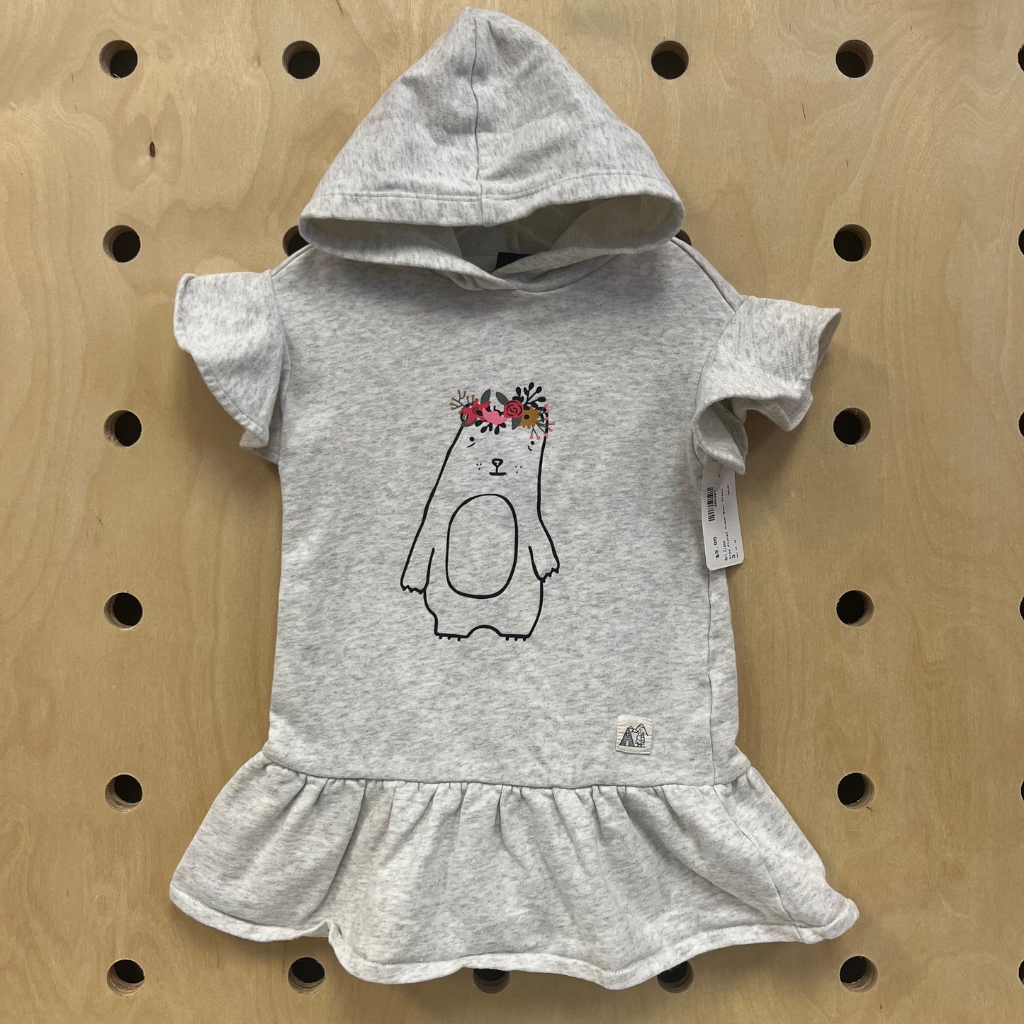 Grey Floral Crown Bear Dress