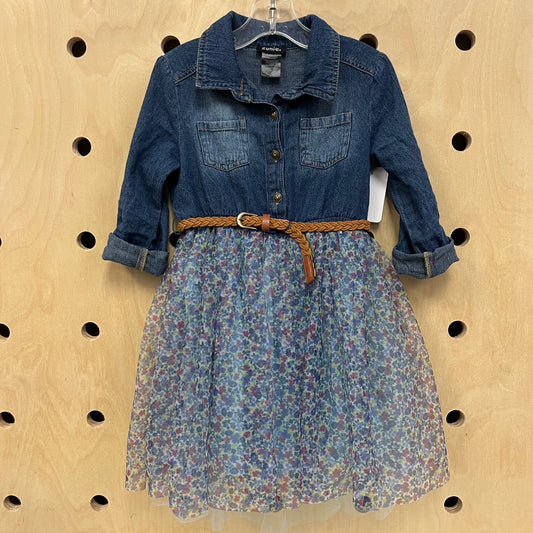 Denin + Floral Tulle Dress