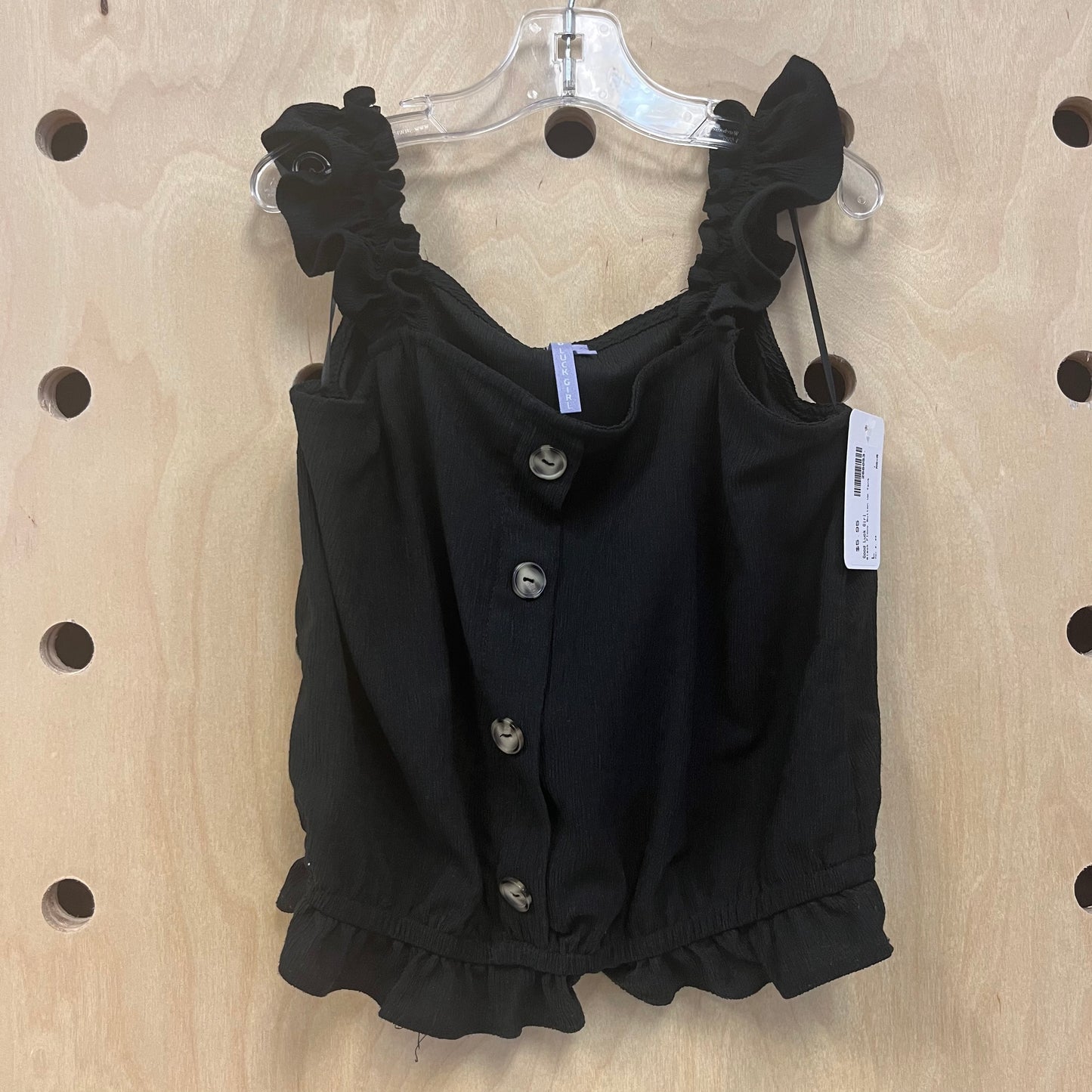 Black Flowy Button Tank