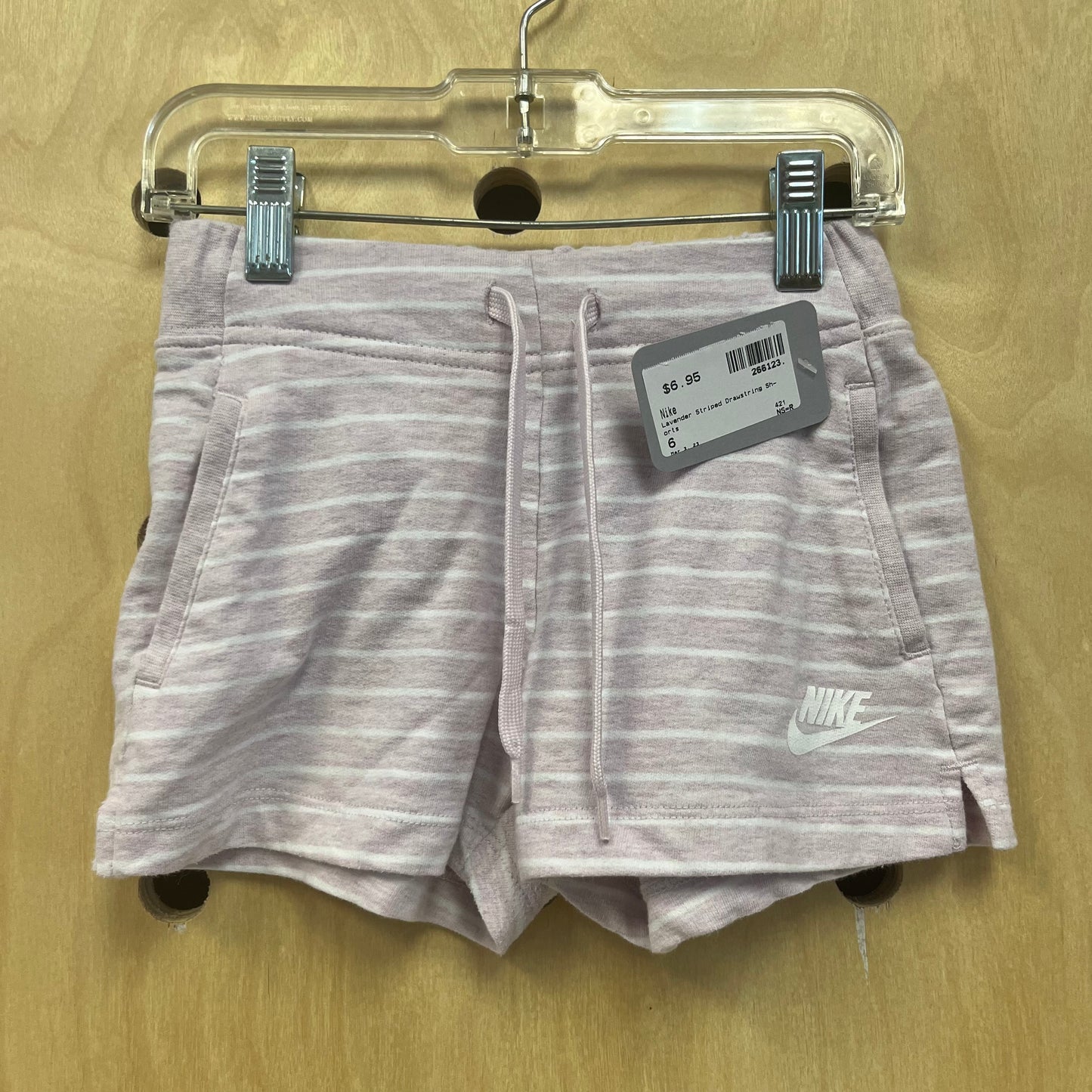 Lavender Striped Drawstring Shorts