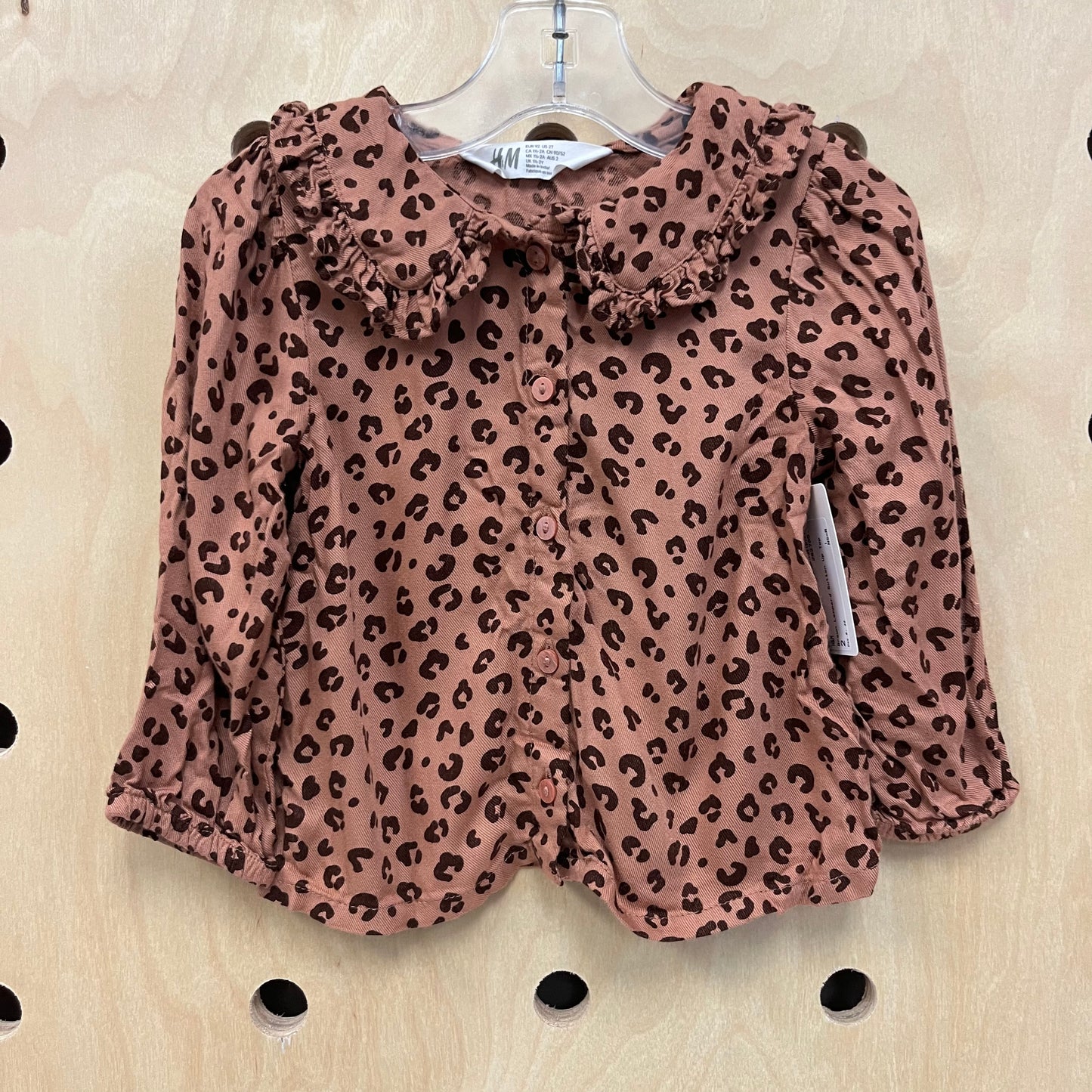 Brown Leopard Button Up Top