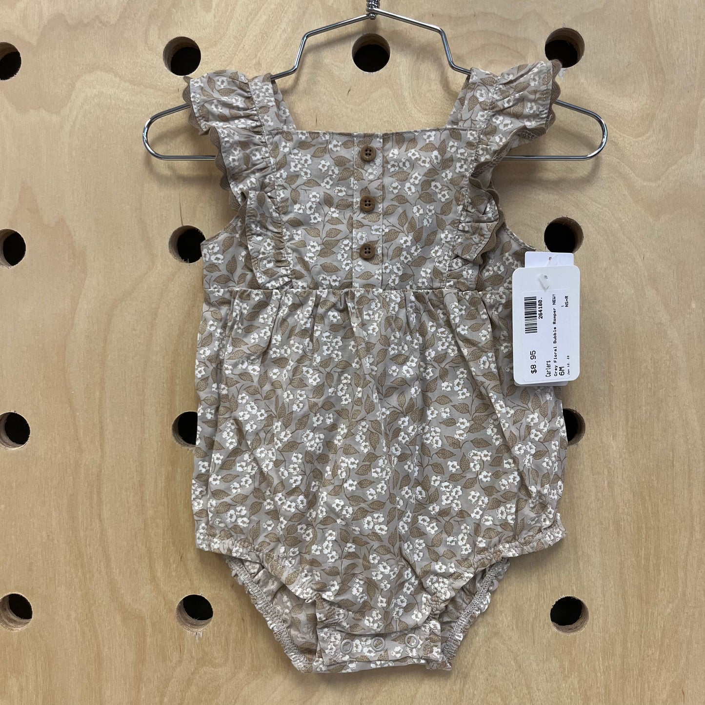Grey Floral Bubble Romper NEW!
